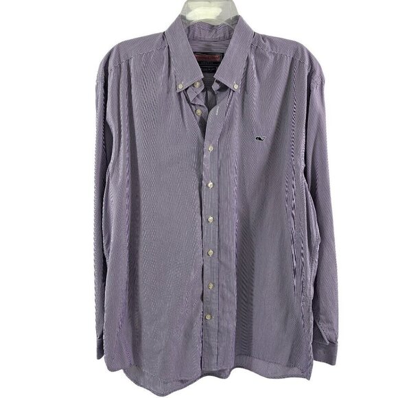 Vineyard Vines Men’s Button Stripe Down Long Sleeve Cotton Whale Shirt – Large** - Picture 3 of 16